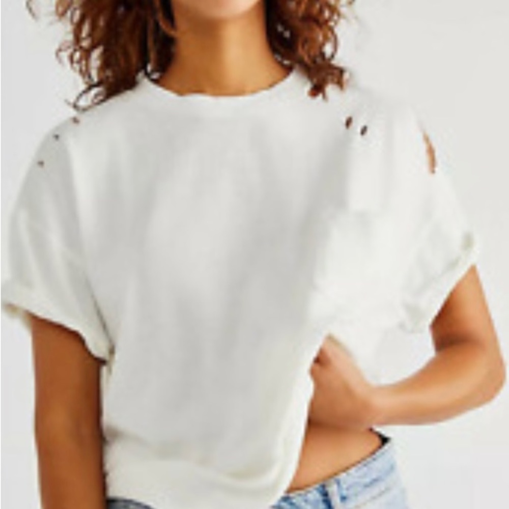 WE THE FREE | Rubi Oversized Distressed Destroyed Women's Tee Sz S/M